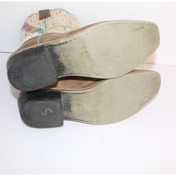 Dan Post Youth Size 6D Brown Leather and Fur Unisex Buckaroo Cowboy Boots - Picture 10 of 12